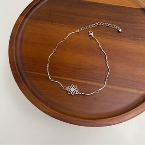 4/$15 Silver Lotus Flower Dainty Anklet
